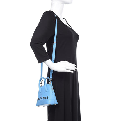 Balenciaga Signature Grained Calfskin Logo XXS Ville Top Handle Bag Baby Blue Black 2 of 10