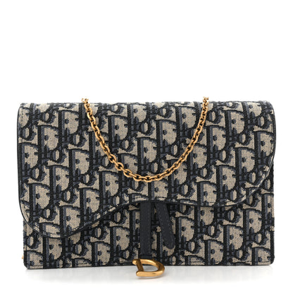 Christian Dior Oblique Saddle Chain Pouch Blue 1 of 9