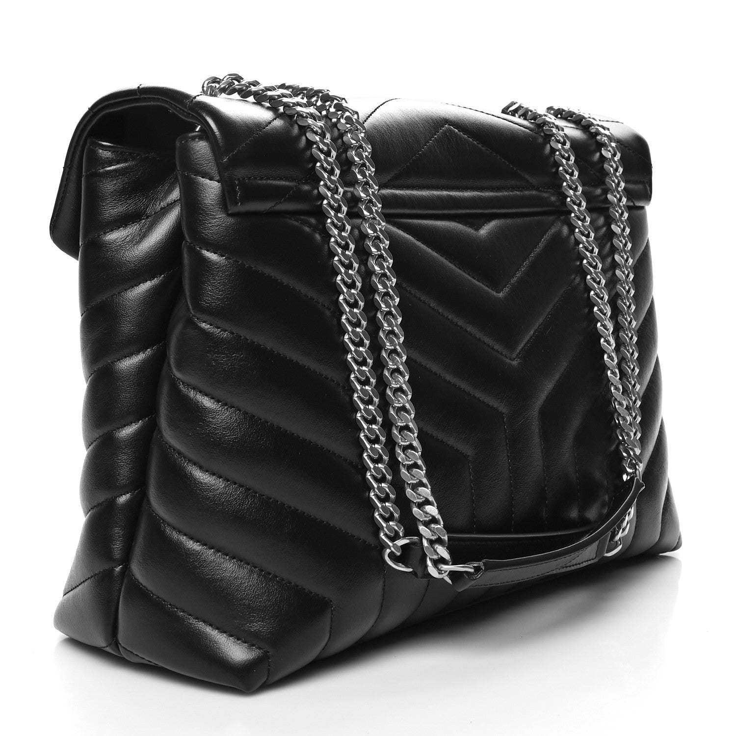 Saint Laurent Calfskin Y Quilted Monogram Medium Loulou Chain Satchel Black 3 of 10