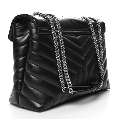 Saint Laurent Calfskin Y Quilted Monogram Medium Loulou Chain Satchel Black 3 of 10