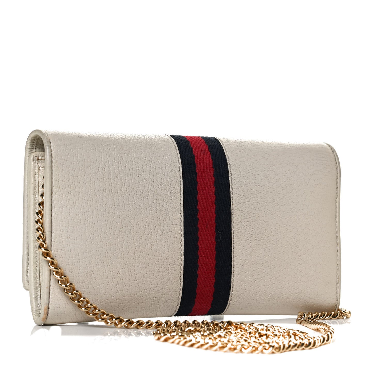 Textured Calfskin Web Ophidia Wallet On Chain Mystic White
