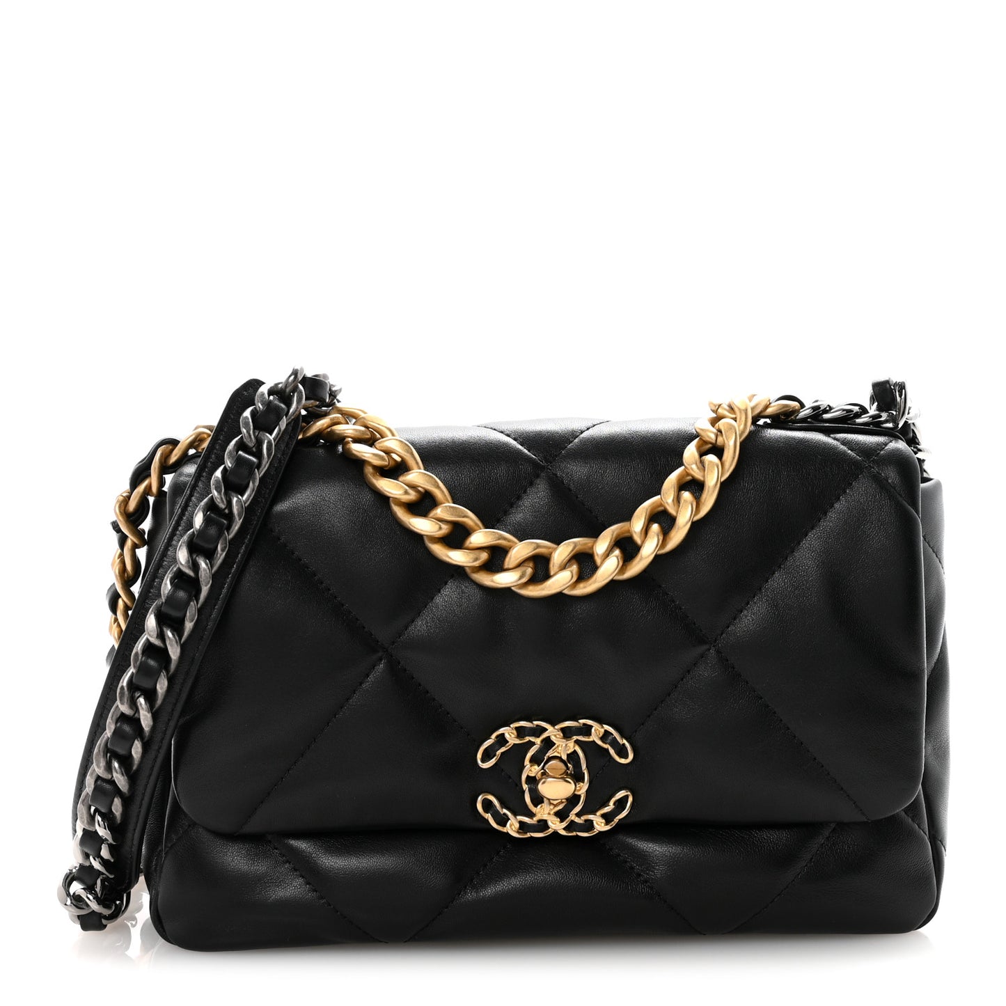 Lambskin Quilted Medium Chanel 19 Flap Black