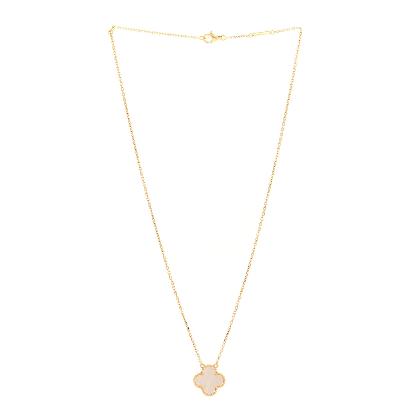 18K Yellow Gold Mother of Pearl Vintage Alhambra Pendant Necklace