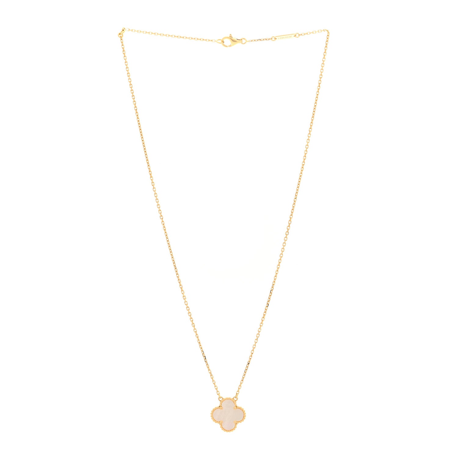 Van Cleef & Arpels 18K Yellow Gold Mother of Pearl Vintage Alhambra Pendant Necklace 3 of 5