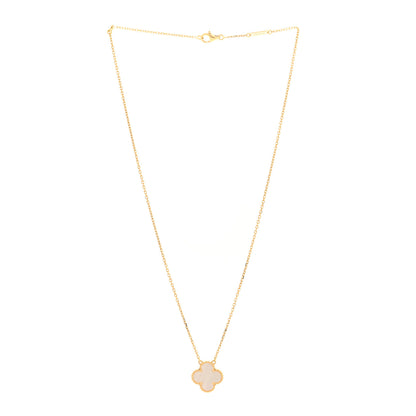 Van Cleef & Arpels 18K Yellow Gold Mother of Pearl Vintage Alhambra Pendant Necklace 3 of 5