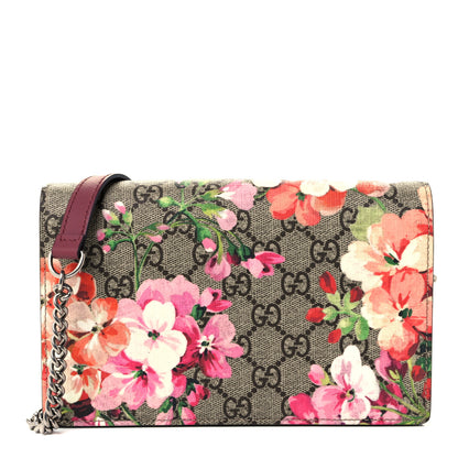 Gucci GG Supreme Monogram Blooms Chain Wallet Beige Multicolor Dry Rose 1 of 11