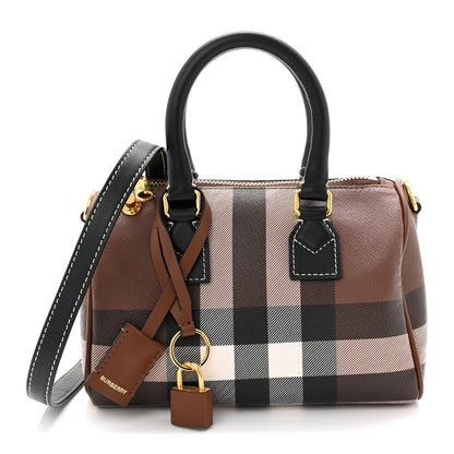 Burberry E-canvas Check Mini Bowling Bag Dark Birch Brown 1 of 9