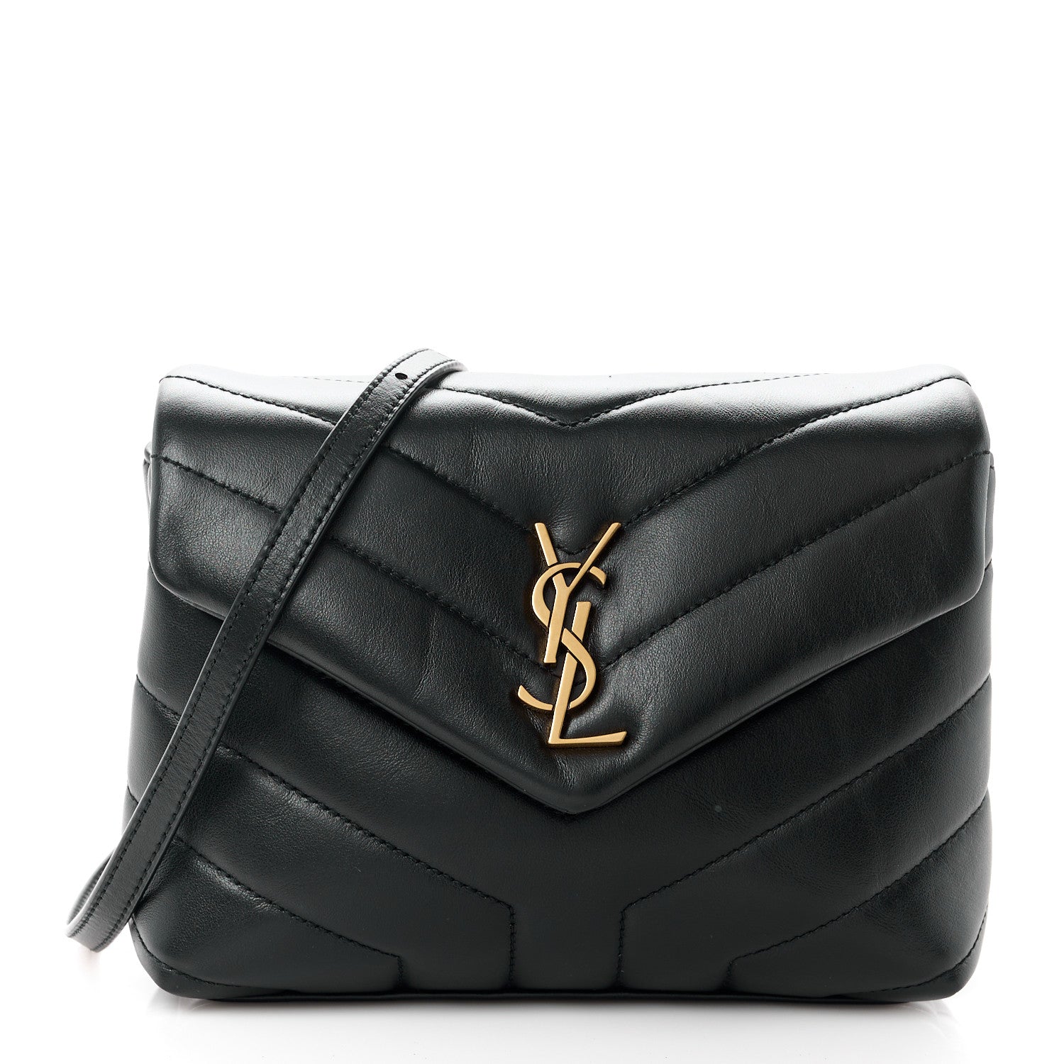 Saint Laurent Calfskin Y Quilted Monogram Toy Loulou Crossbody Bag Black 1 of 12