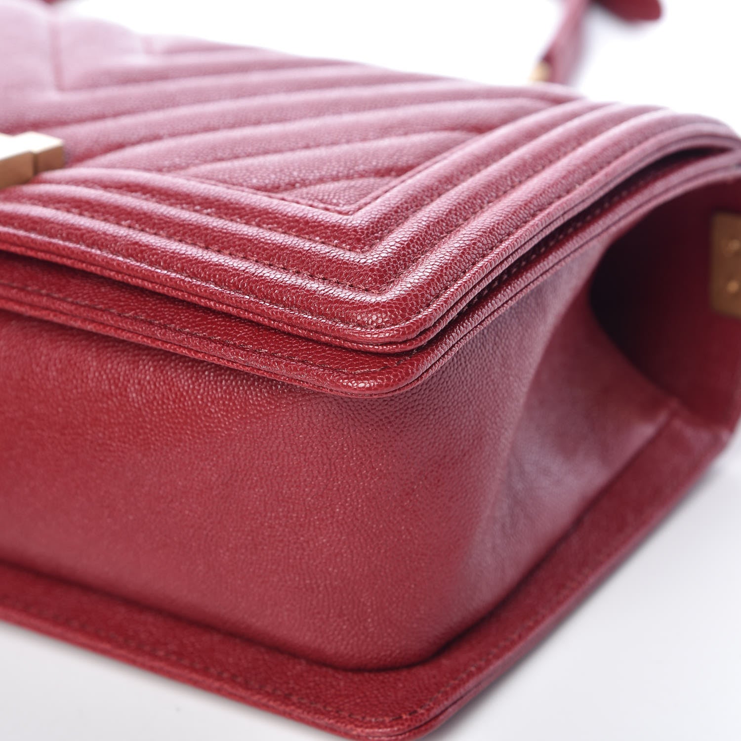 Chanel Caviar Chevron Quilted Medium Boy Flap Red 9 of 12