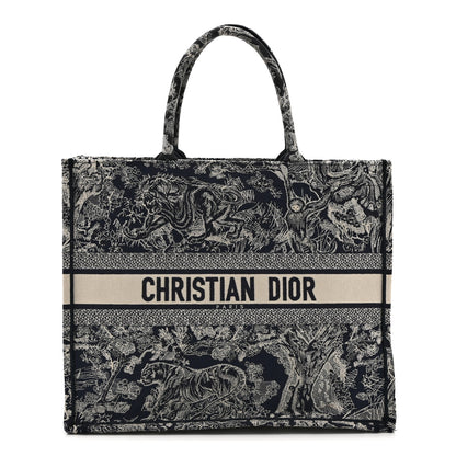 Christian Dior Canvas Embroidered Large Dioriviera Toile De Jouy Reverse Book Tote Blue 1 of 10