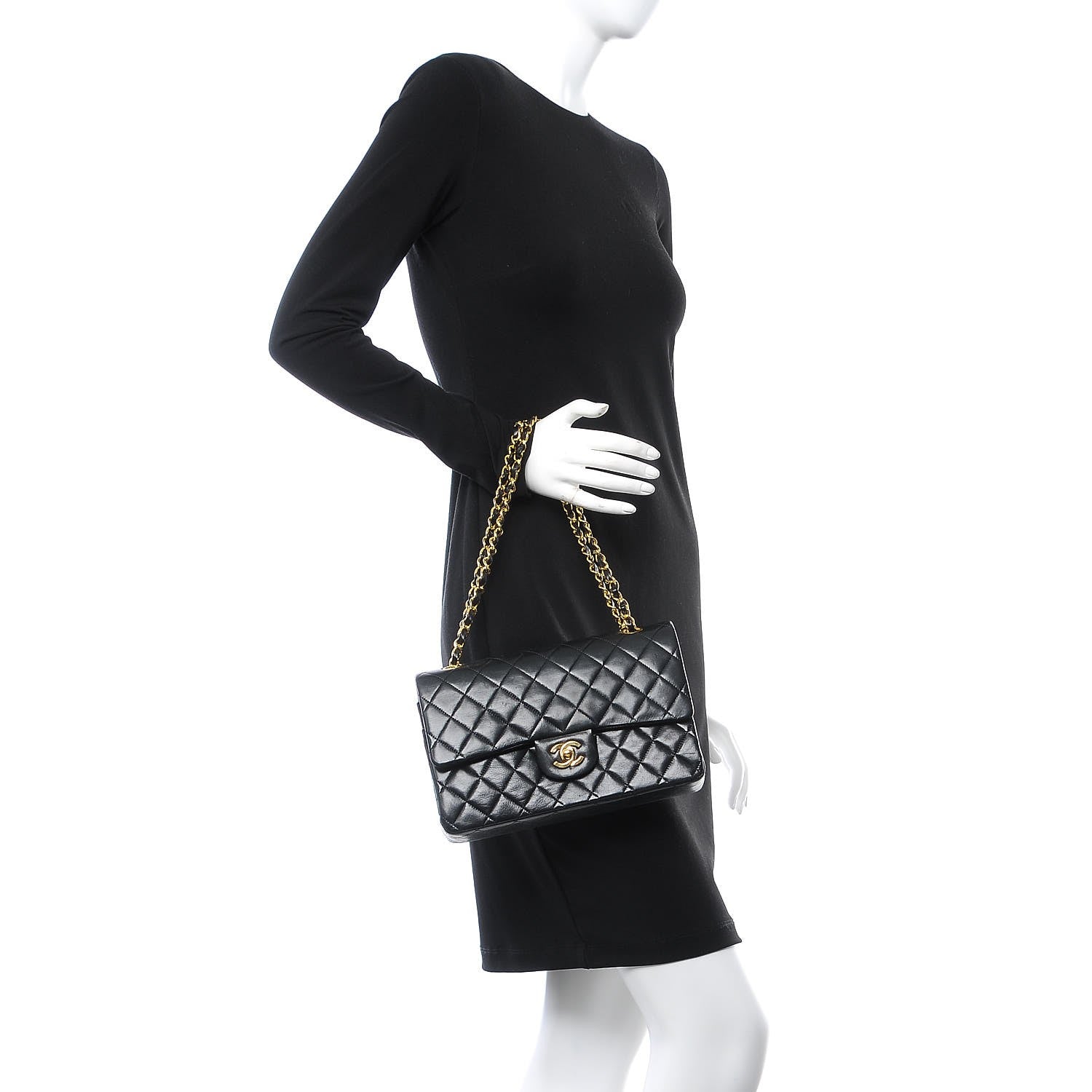 Chanel Lambskin Quilted Medium Double Flap Black 3 of 14