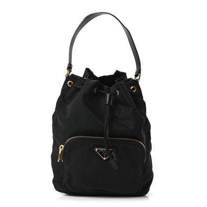 Prada Saffiano Tessuto Nylon Mini Bucket Crossbody Bag Black 1 of 10
