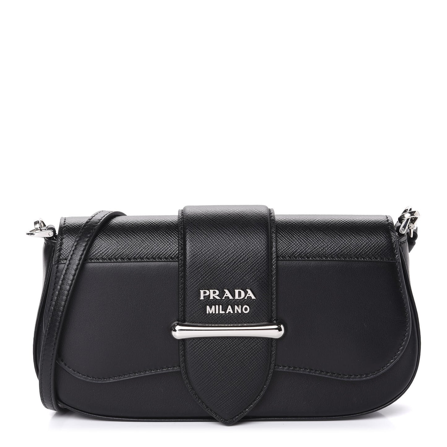 City Calfskin Saffiano Mini Sidonie Shoulder Bag Black