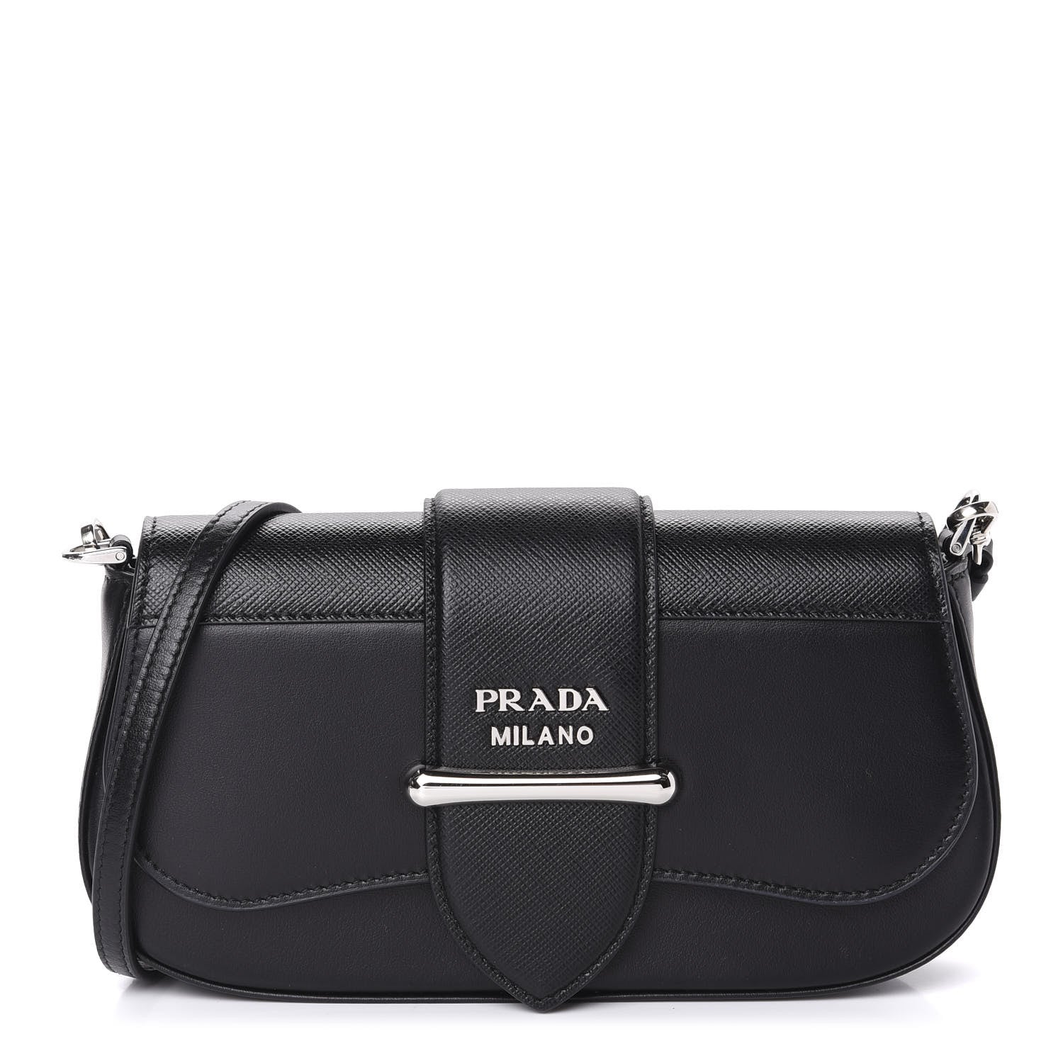 Prada City Calfskin Saffiano Mini Sidonie Shoulder Bag Black 1 of 10