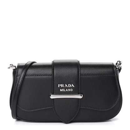 Prada City Calfskin Saffiano Mini Sidonie Shoulder Bag Black 1 of 10