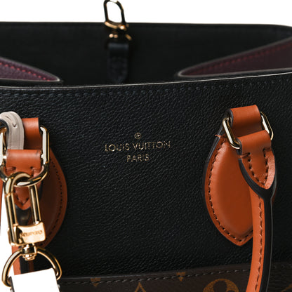Louis Vuitton Calfskin Monogram Fold Tote MM Black Wine Cream 10 of 15