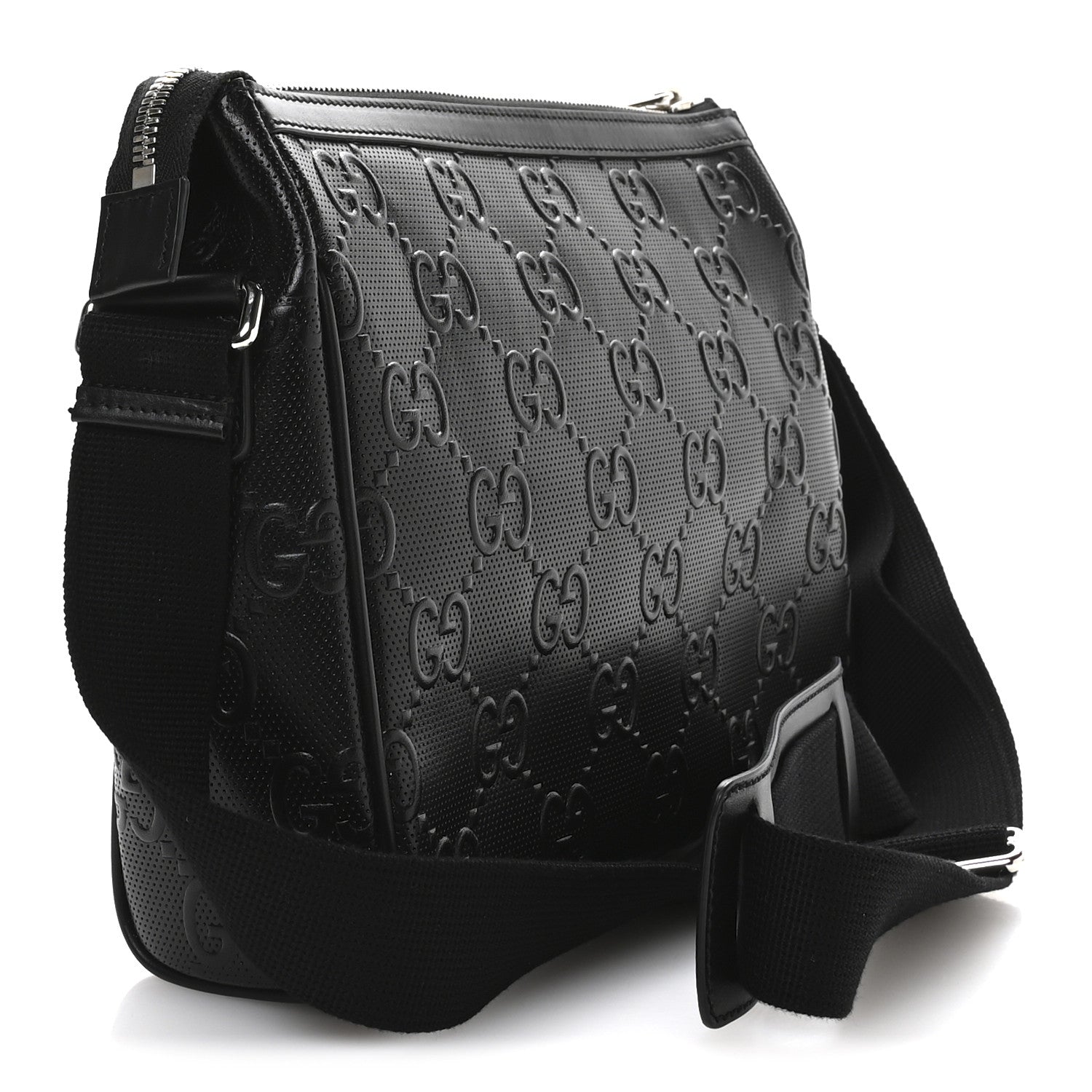 Gucci Calfskin GG Tennis Embossed Shoulder Bag Black 3 of 11
