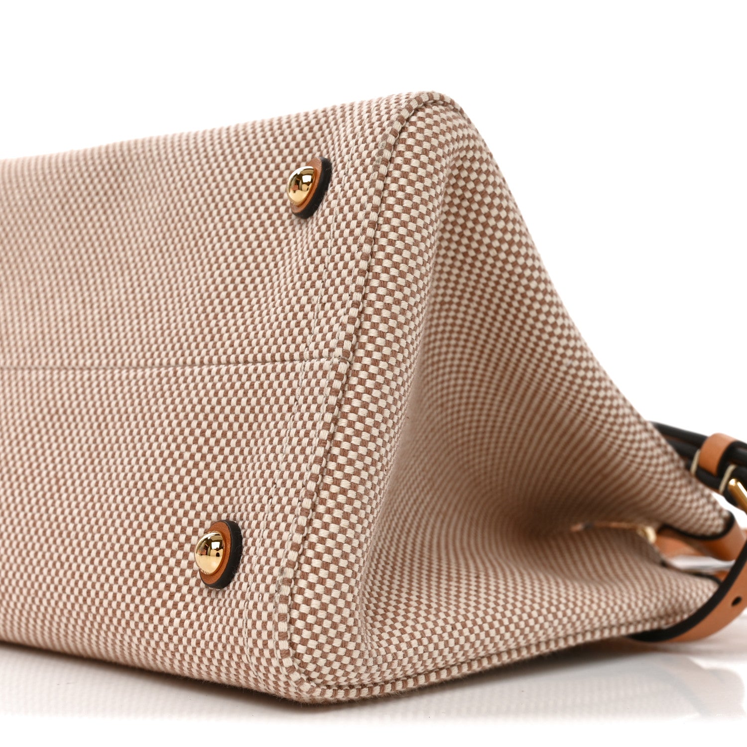 Valentino Garavani Cotton Canvas Calfskin Vlogo Small Antibes Tote Naturale Tobacco 9 of 9