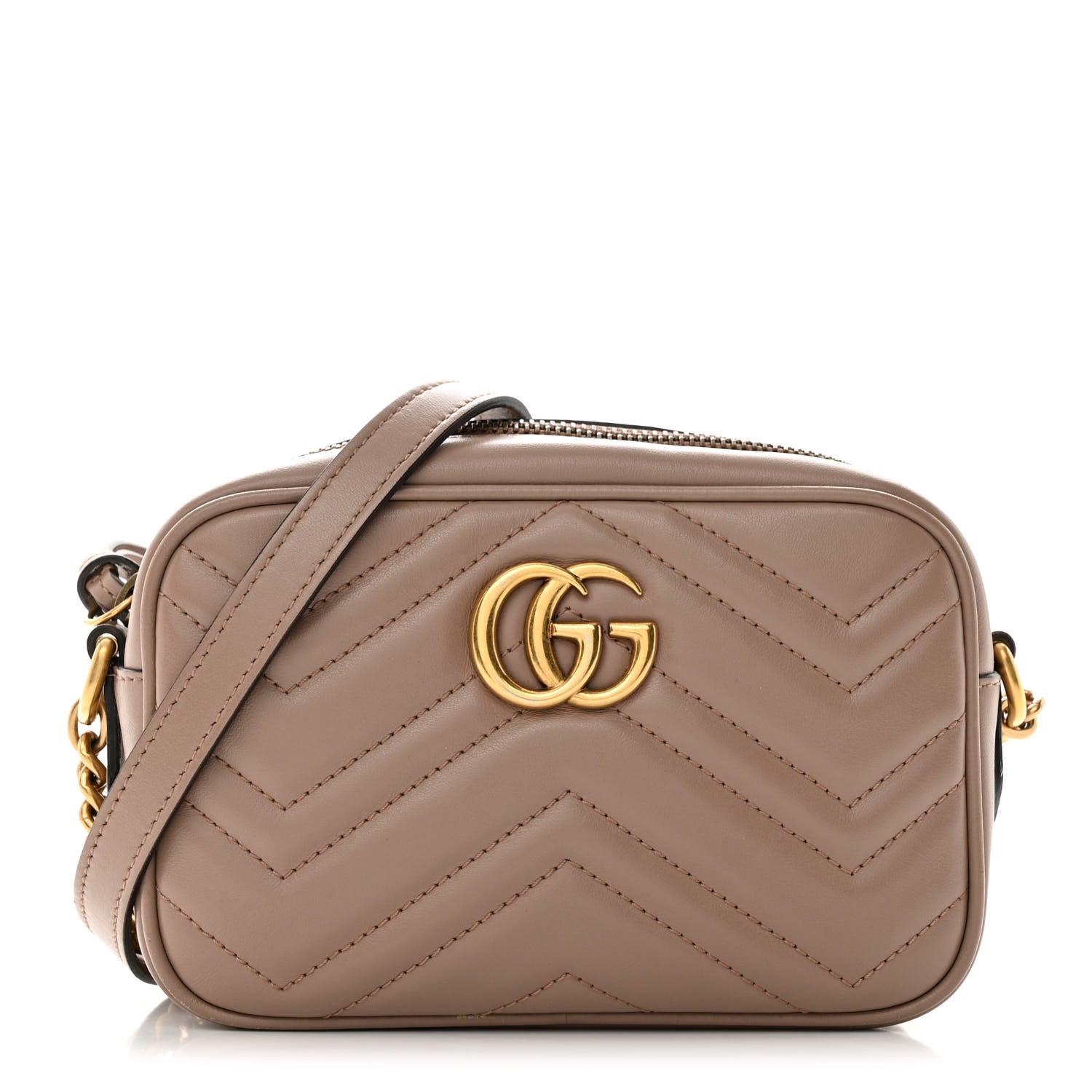 Gucci Calfskin Matelasse Mini GG Marmont Chain Shoulder Bag Porcelain Rose 1 of 12