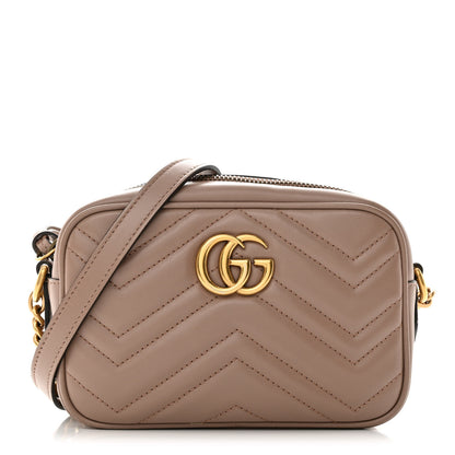 Gucci Calfskin Matelasse Mini GG Marmont Chain Shoulder Bag Porcelain Rose 1 of 12