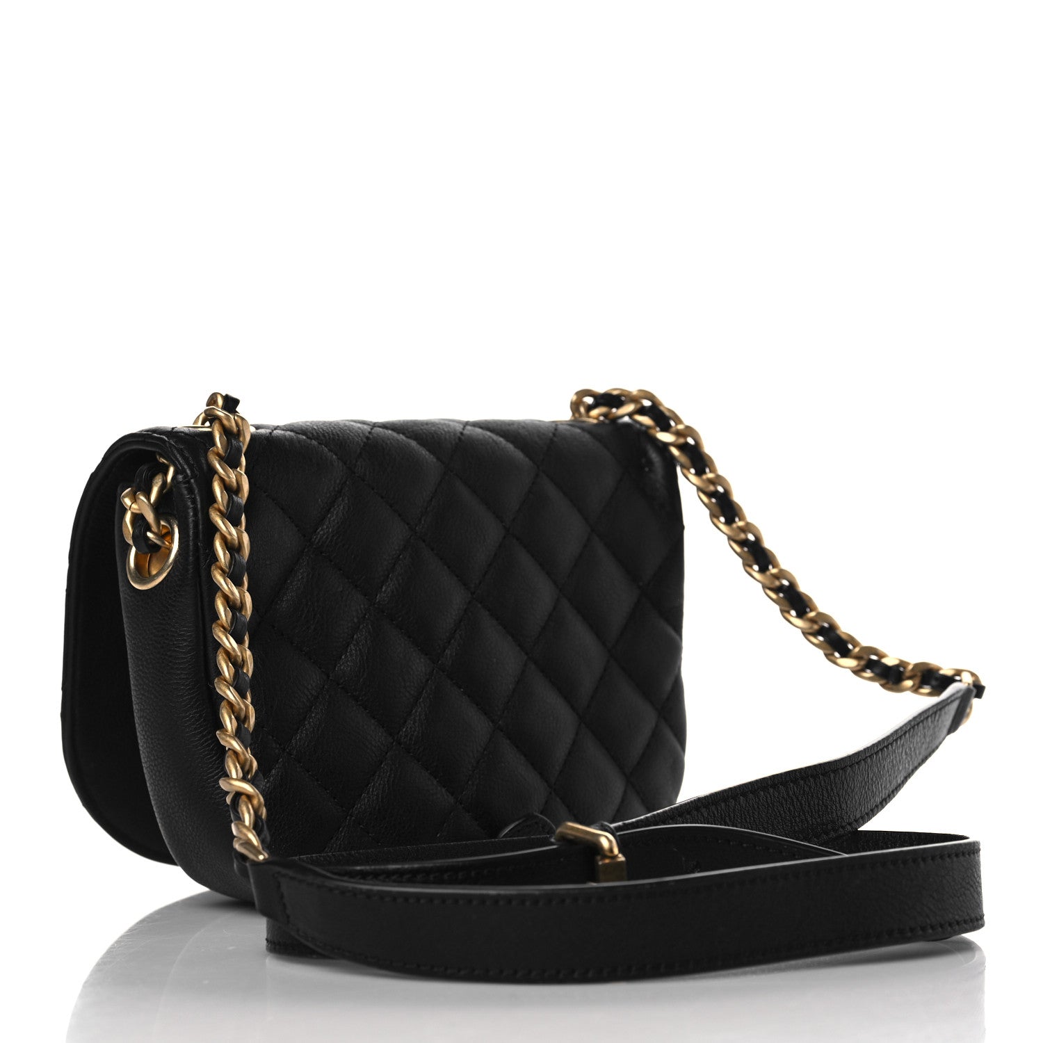 Chanel Grained Calfskin Quilted Small Messenger Flap Black 3 of 9
