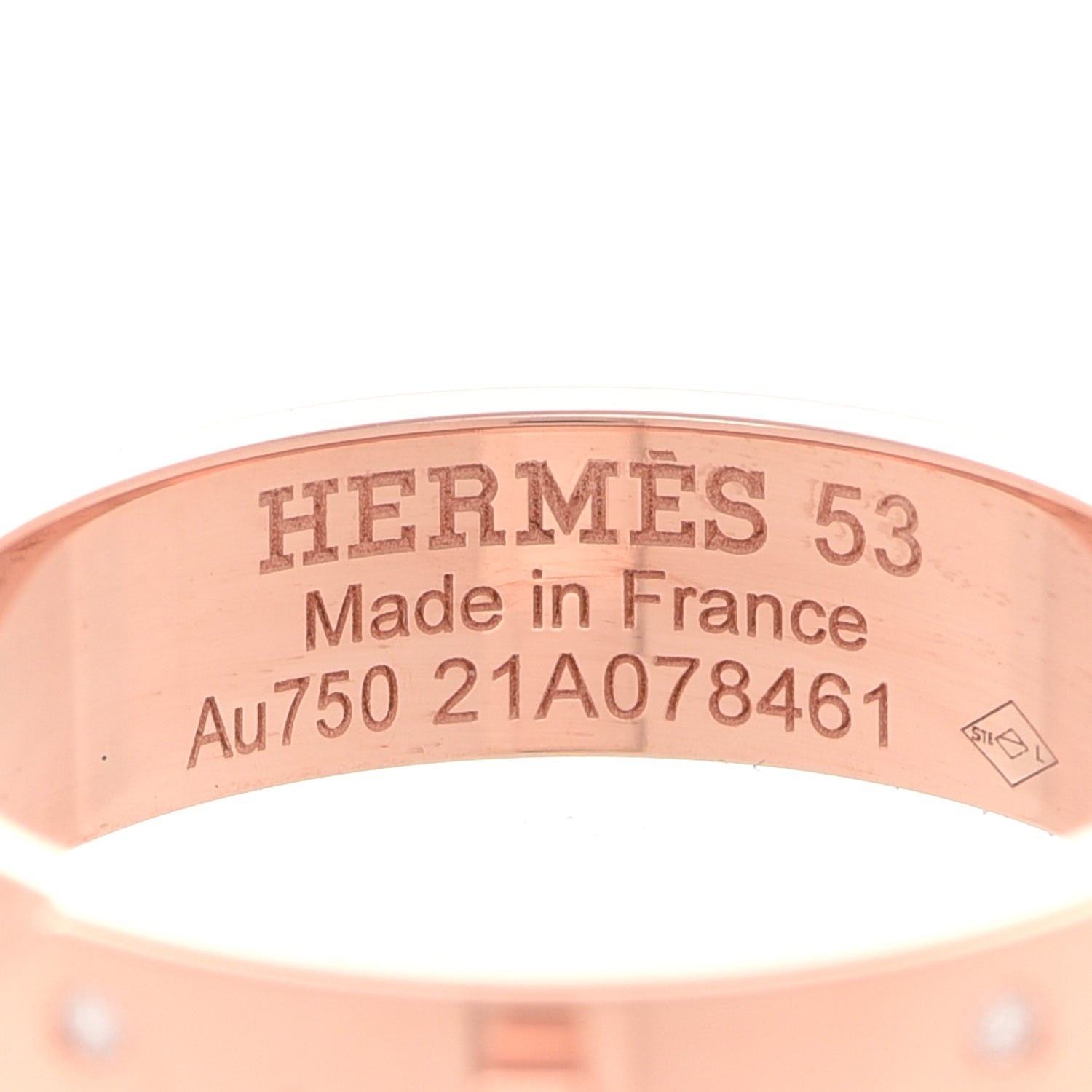 Hermes 18K Rose Gold Diamond PM Kelly Ring 53 6.25 4 of 5