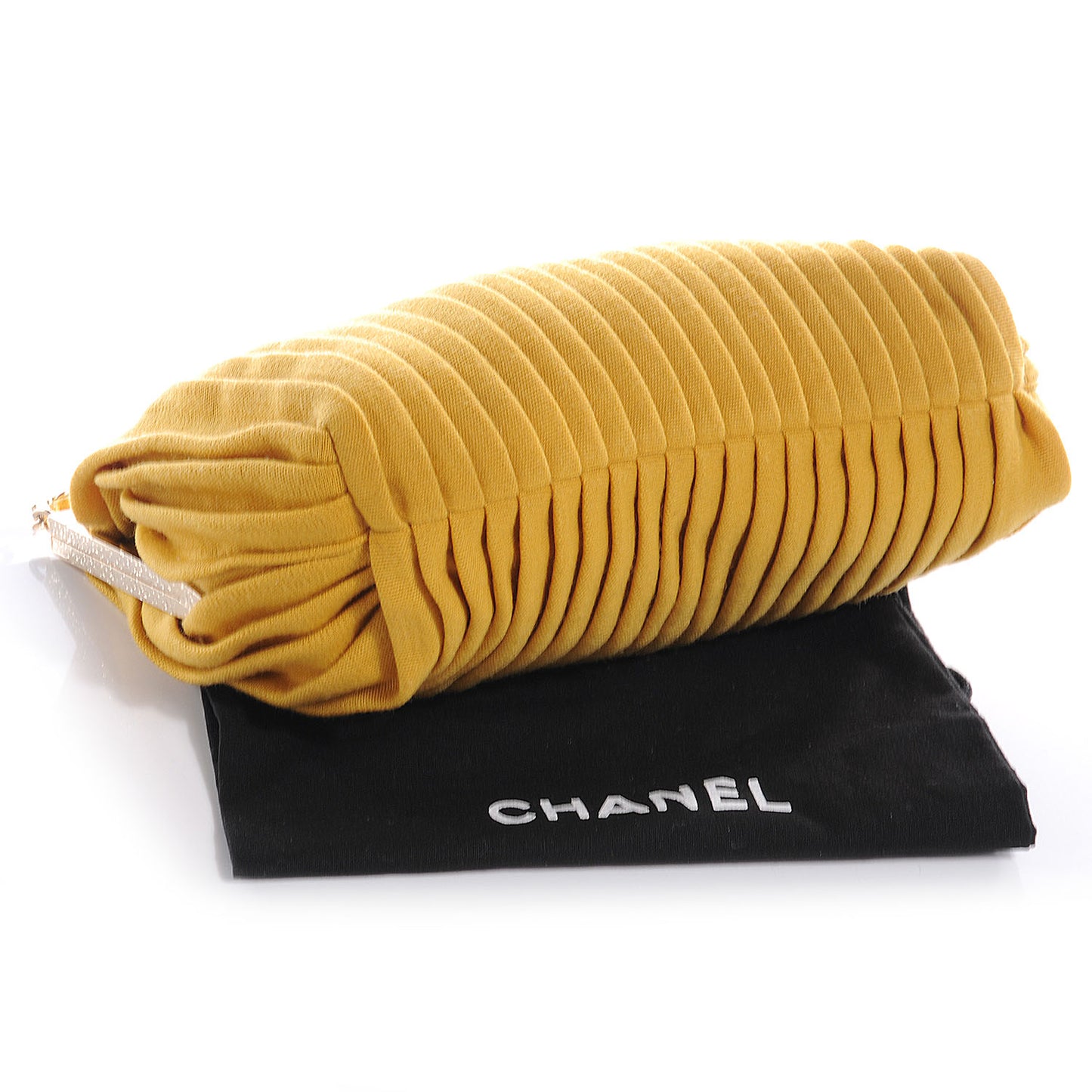 Pleated Jersey Bow Clutch Yellow