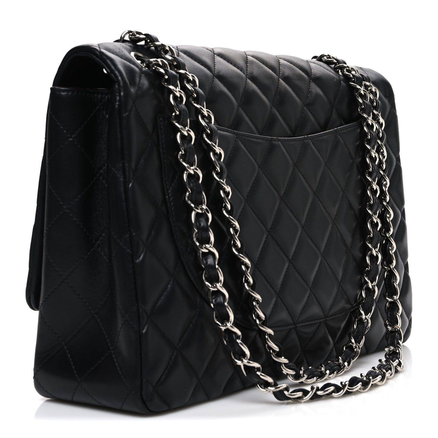 Lambskin Quilted Maxi Single Flap Black