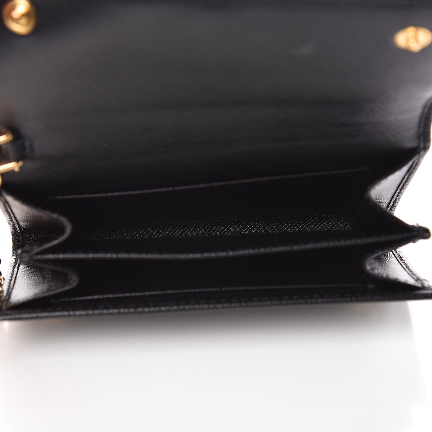 Saffiano Metal Oro Chain Wallet Black