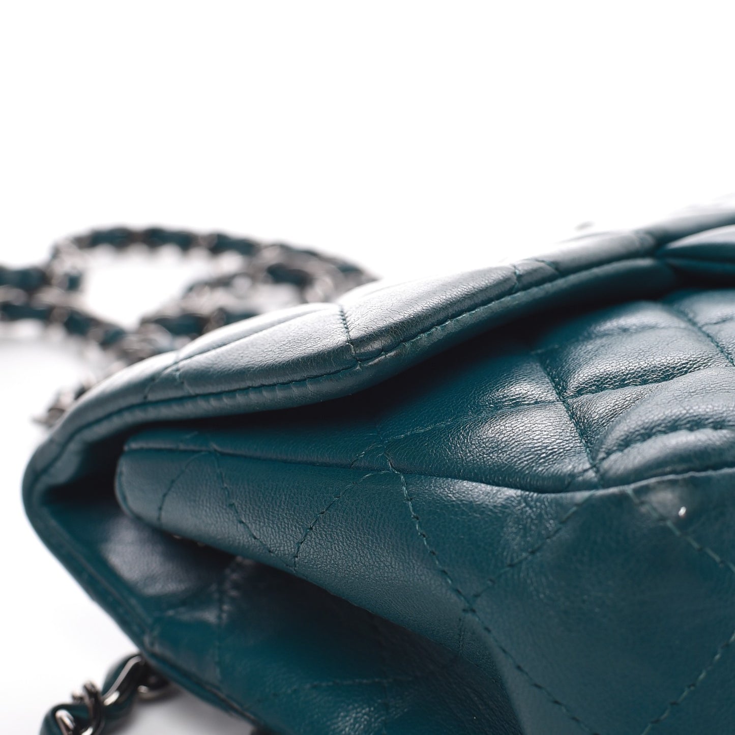Lambskin Quilted Mini Rectangular Flap Turquoise