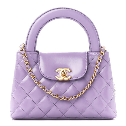 Chanel Shiny Aged Calfskin Quilted Nano Kelly Shopper Lilac 1 of 11