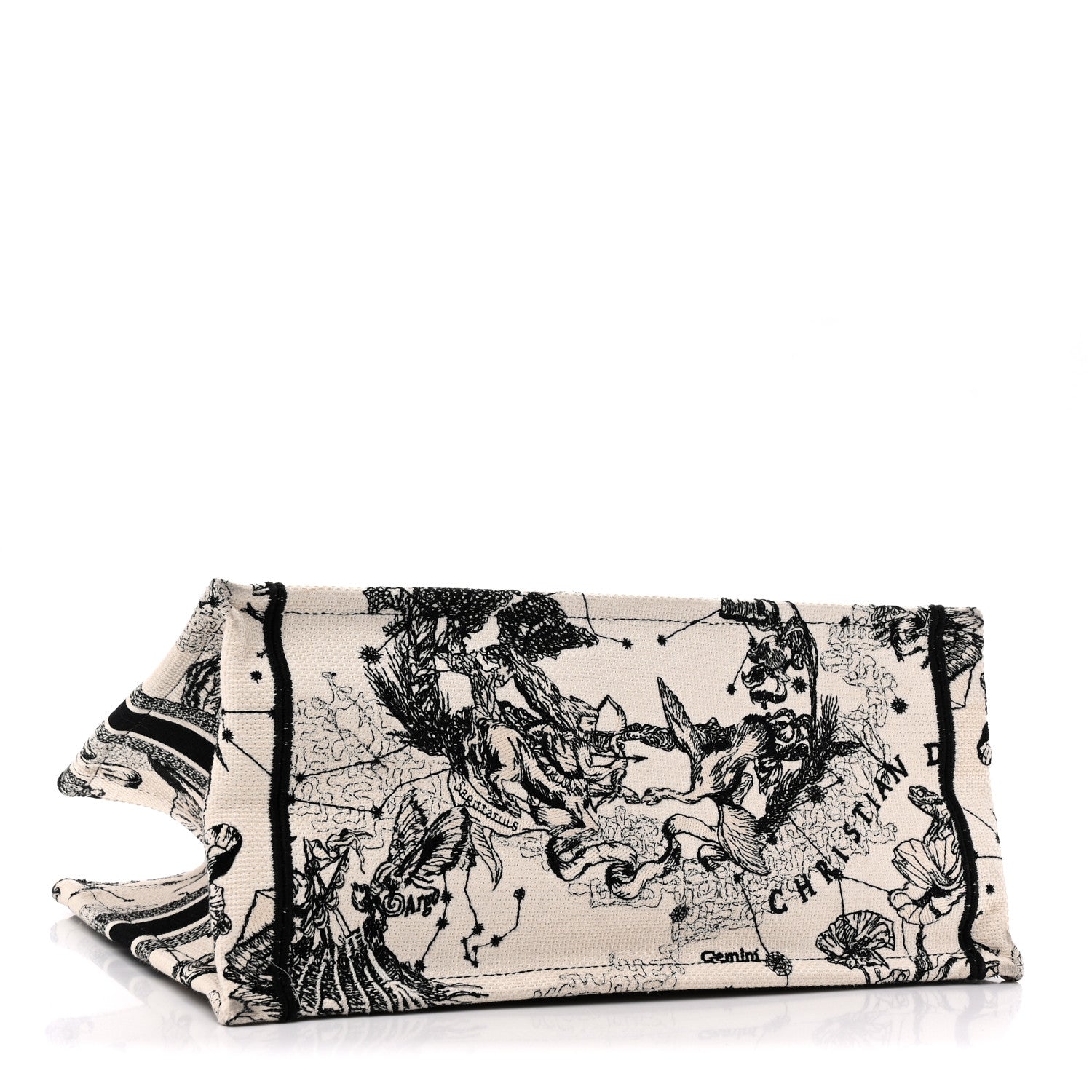 Christian Dior Canvas Zodiac Toile De Jouy Embroidered Medium Book Tote Latte 4 of 10
