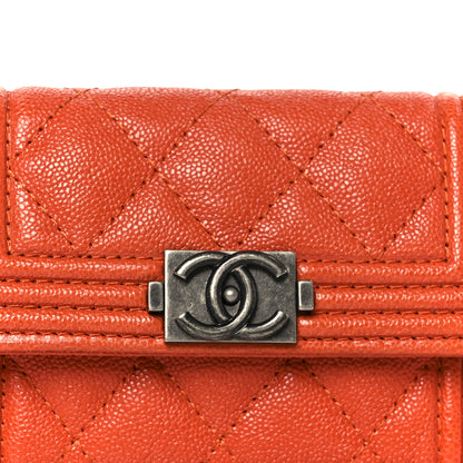 Chanel Caviar Quilted Boy Flap Card Holder Orange 9 of 10