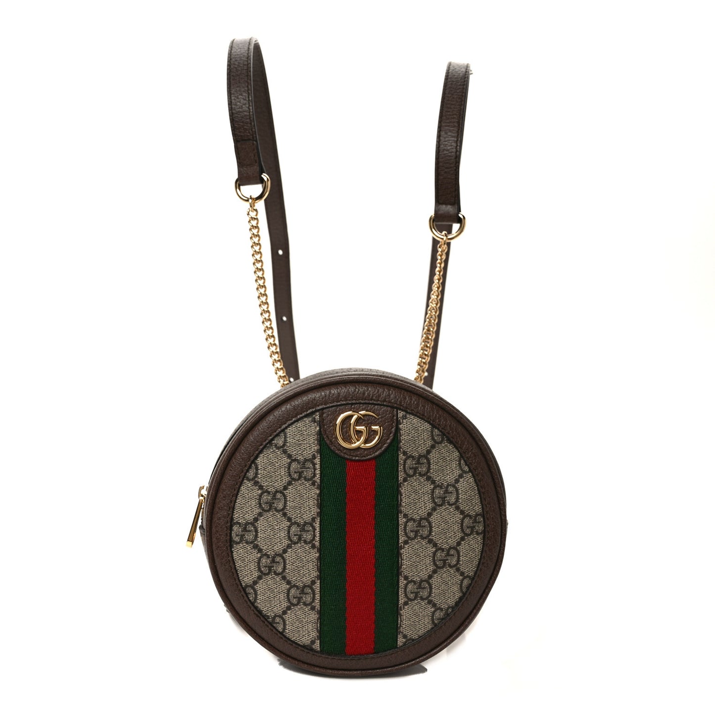 GG Supreme Monogram Web Mini Ophidia Round Backpack Brown