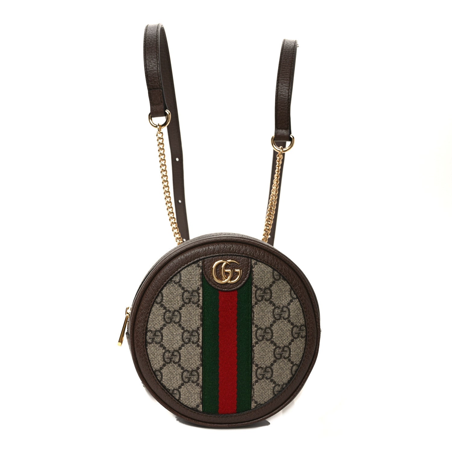 Gucci GG Supreme Monogram Web Mini Ophidia Round Backpack Brown 1 of 8