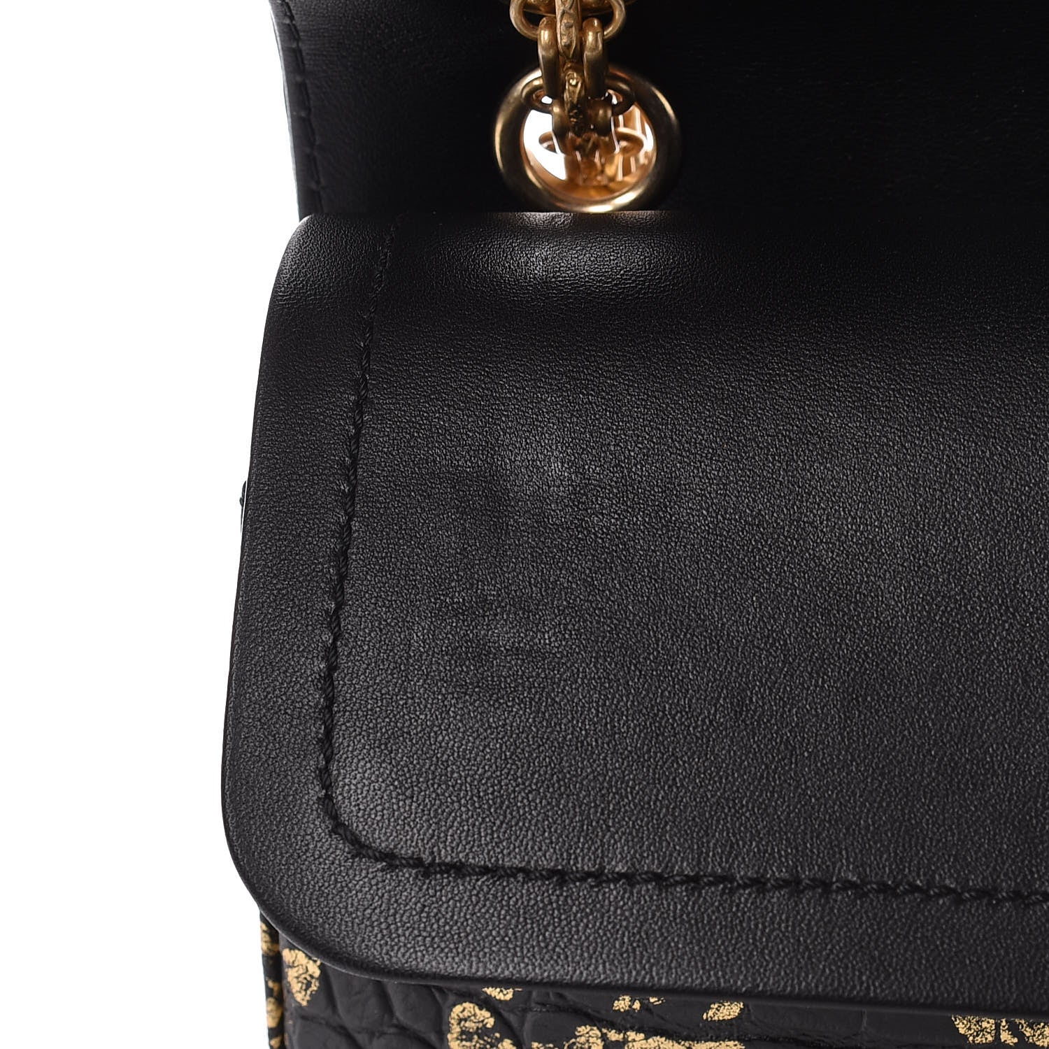 Chanel Calfskin Crocodile Embossed Graffiti 2.55 Cocodile Reissue 225 Flap Black Gold 11 of 14