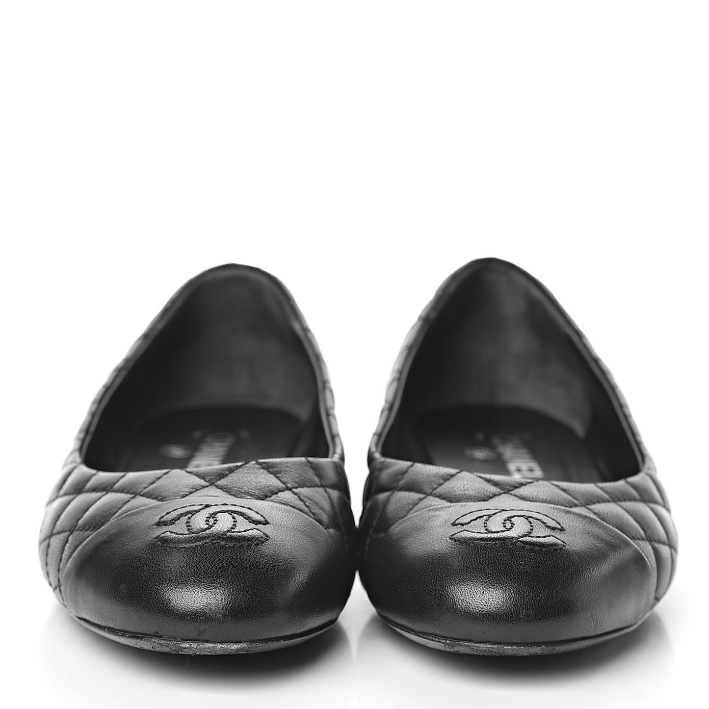 Lambskin Quilted CC Cap Toe Ballerina Flats 39 Black