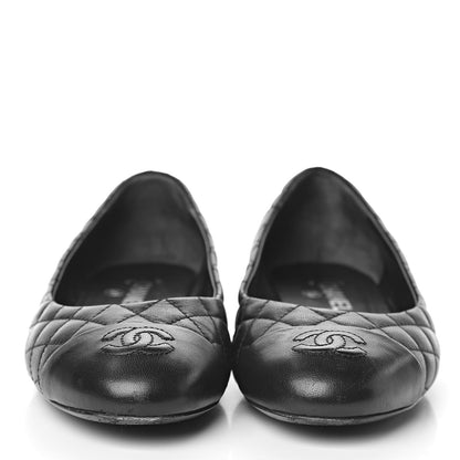 Chanel Lambskin Quilted CC Cap Toe Ballerina Flats 39 Black 2 of 11