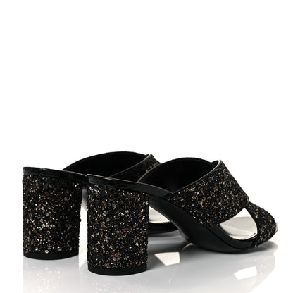 Saint Laurent Glitter LouLou 70 Mule Sandals 36 Black Gold 4 of 9