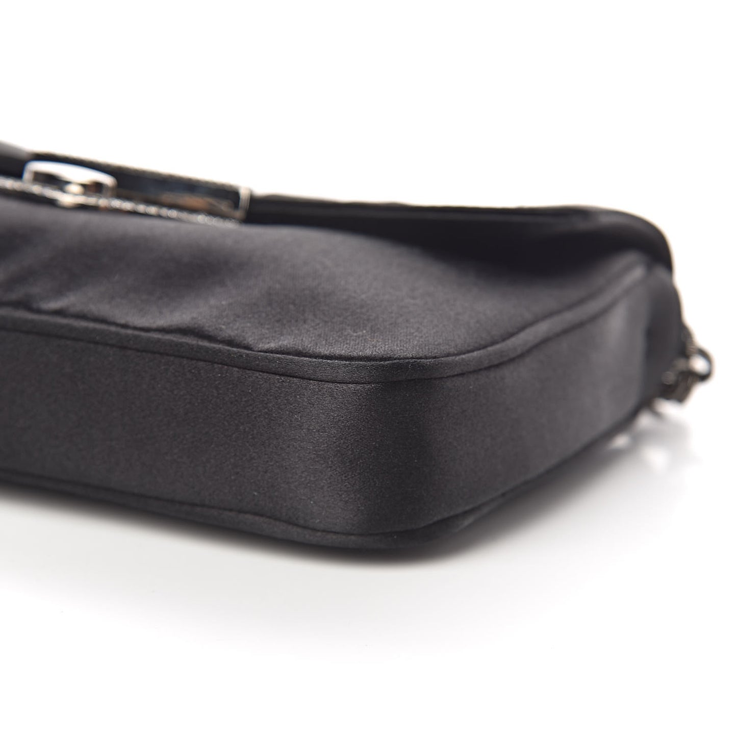 Satin Crystal Clutch Black
