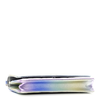 Chanel Gradient Metallic Calfskin Quilted Wallet On Chain WOC Silver Blue Yellow Purple 4 of 10