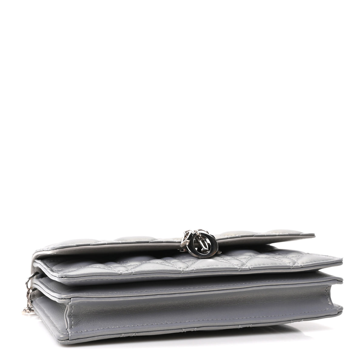 Iridescent Lambskin Cannage Mini My Dior Top Handle Clutch Grey