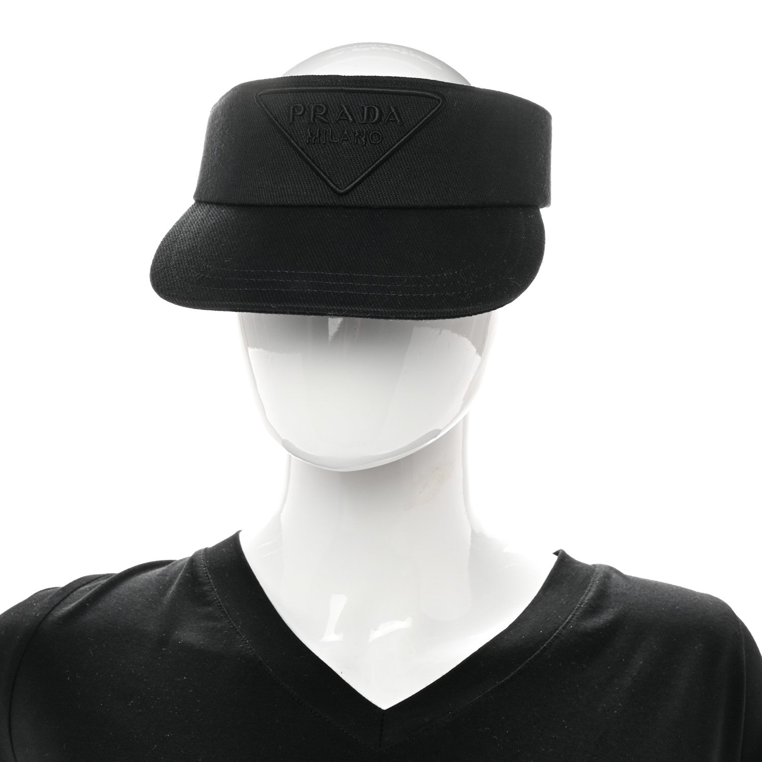 Prada Drill Nylon Triangle Logo Embroidered Mens Visor M Black 2 of 9