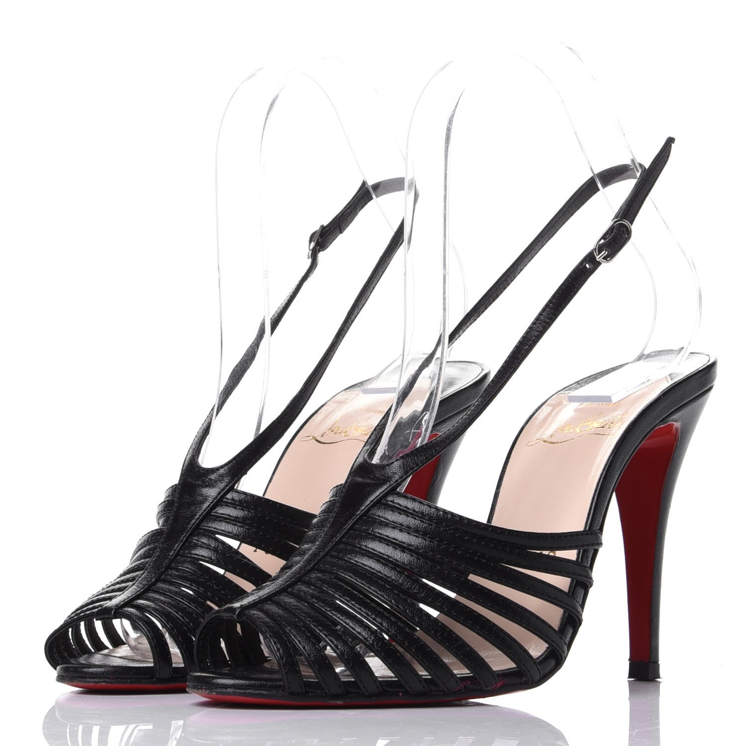 Christian Louboutin Calfskin Strappy Sandals 36 Black 3 of 7