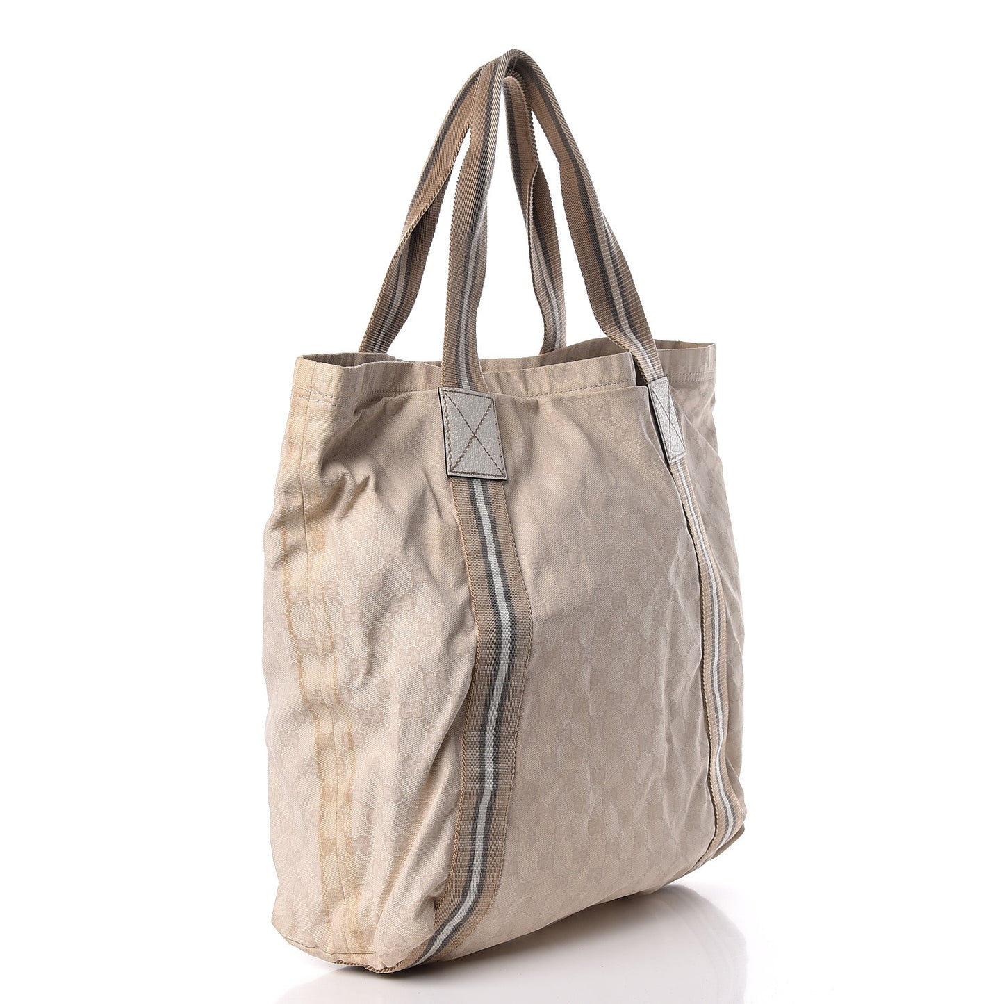 GG Monogram Medium Web Handle Vertical Tote White