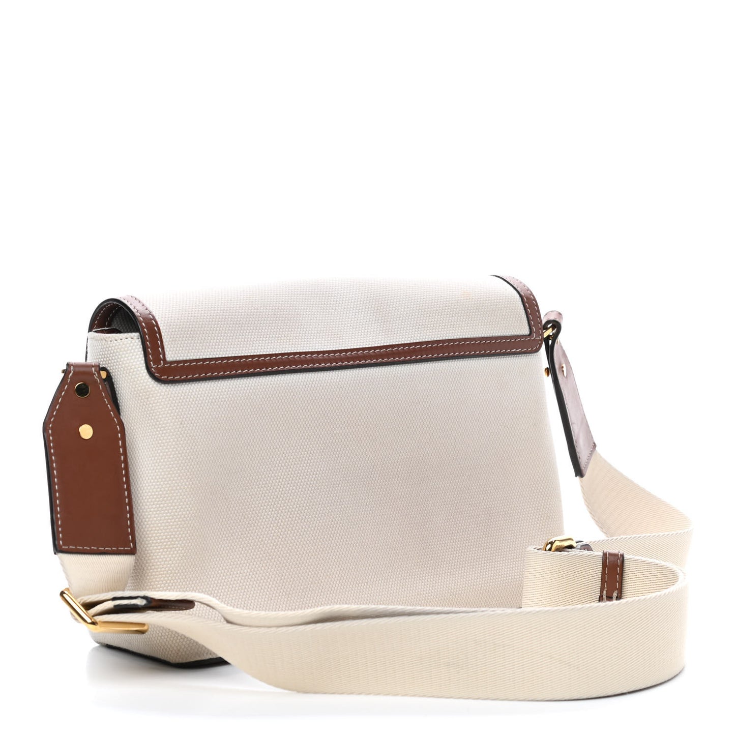 Canvas Horseferry Print Note Crossbody Bag Natural Tan Fiery Red