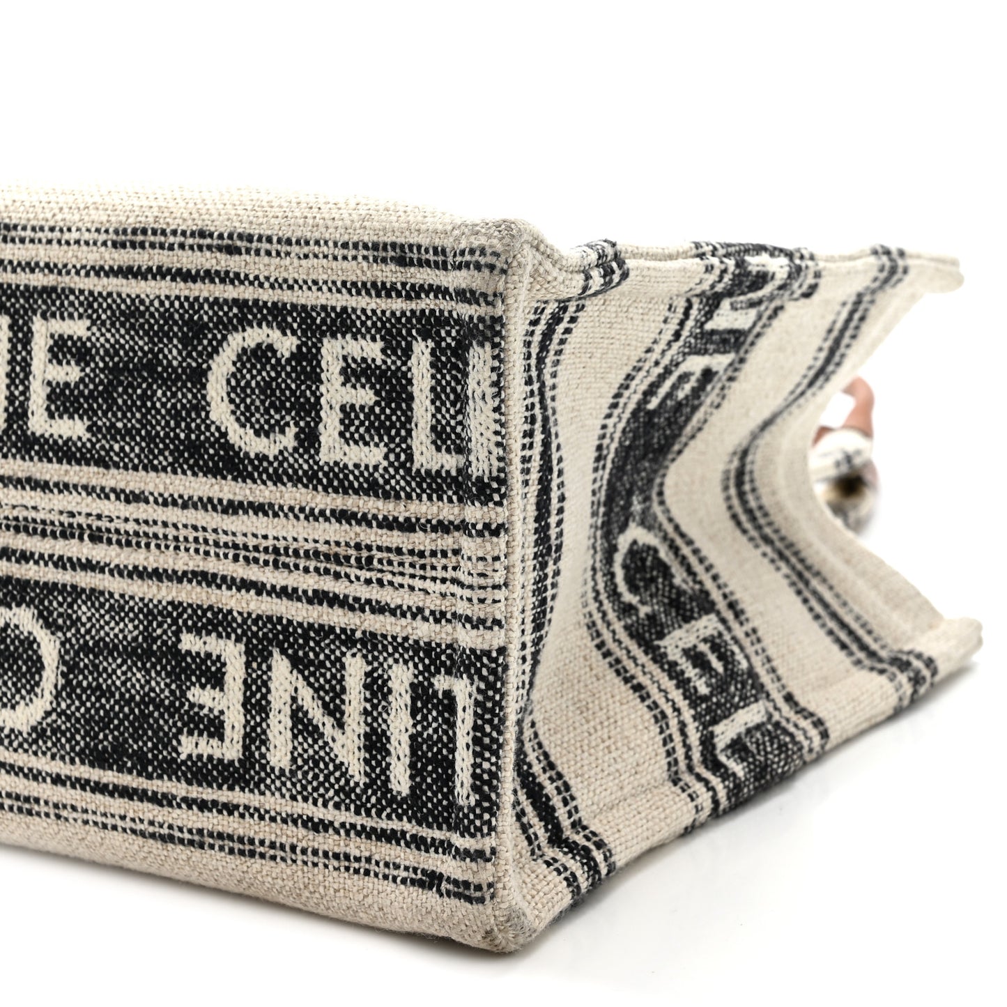 Jacquard Striped Large Cabas Thais White Black