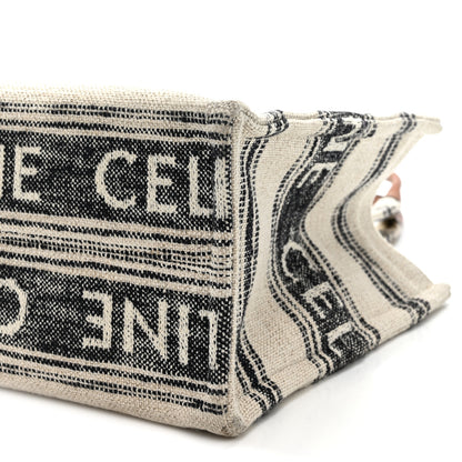 Celine Jacquard Striped Large Cabas Thais White Black 9 of 11