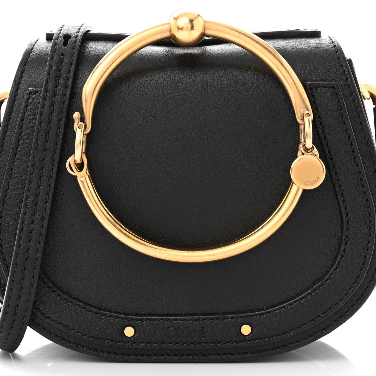Calfskin Suede Small Nile Bracelet Bag Black
