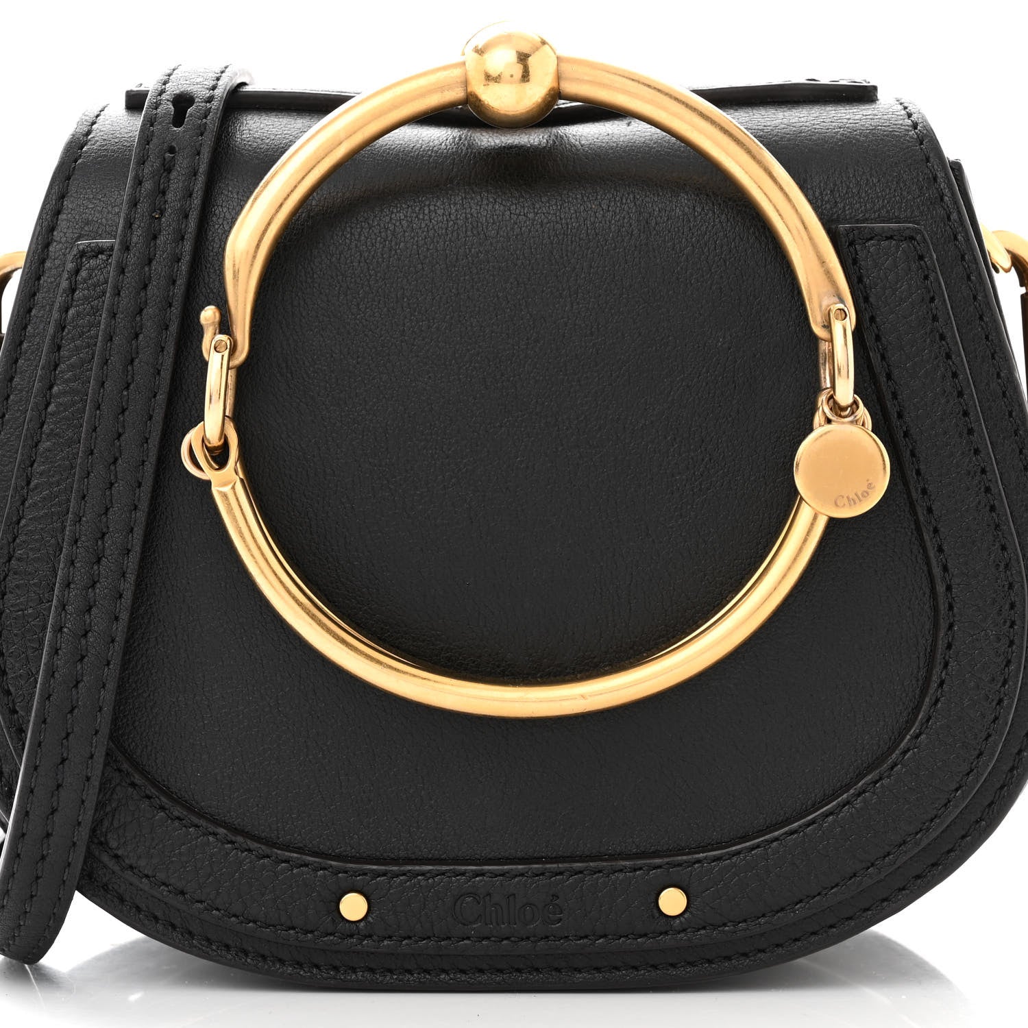 Chloe Calfskin Suede Small Nile Bracelet Bag Black 7 of 11